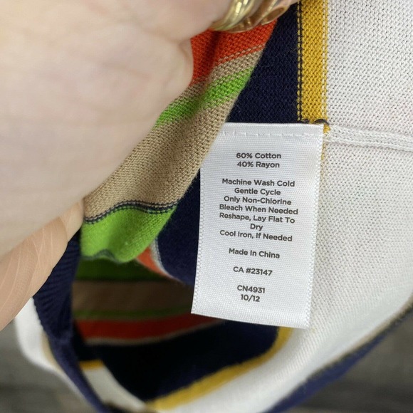 Talbots Womens 3/4 Elbow Length Striped Knit Top Sz MD Petite Multi-Color Fitted - Picture 4 of 5